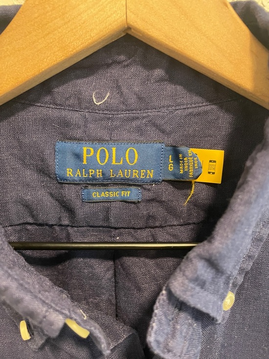 Polo Ralph Lauren Short Sleeve Button Down Shirt Blue Size M Distressed Flawed - Picture 2 of 6